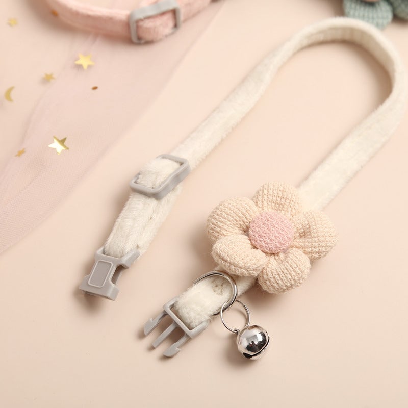 Flower Pattern Bell Dog Cat Collar