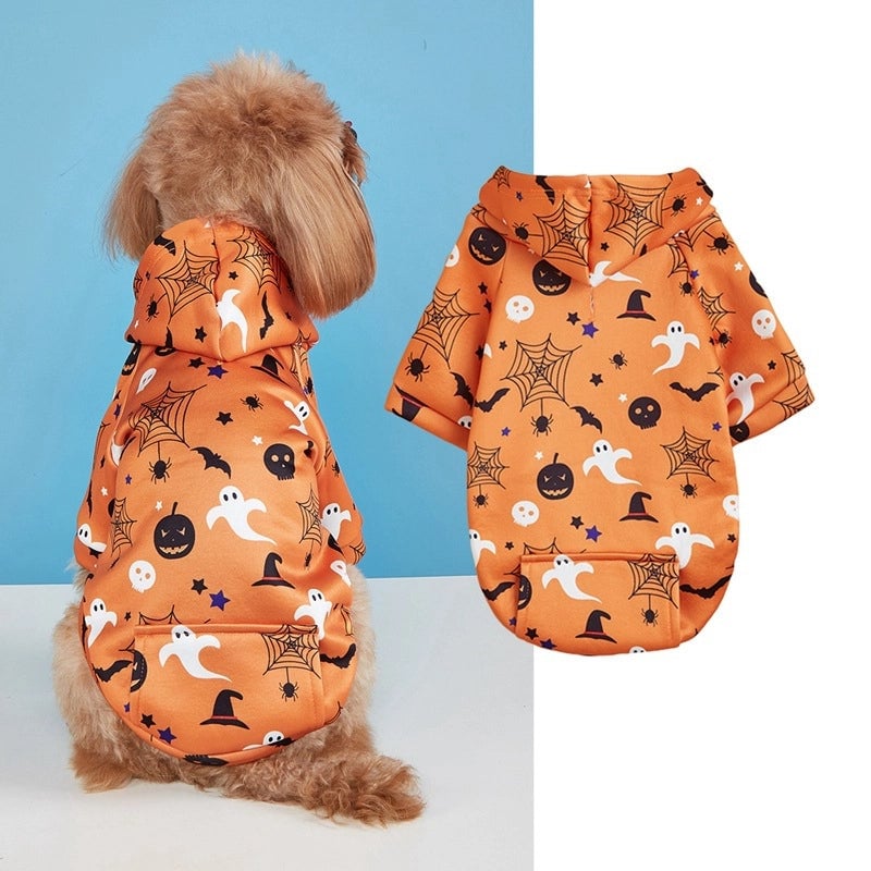 Funny Polyester Halloween Pumpkin Moon Spider Web Pet Clothing