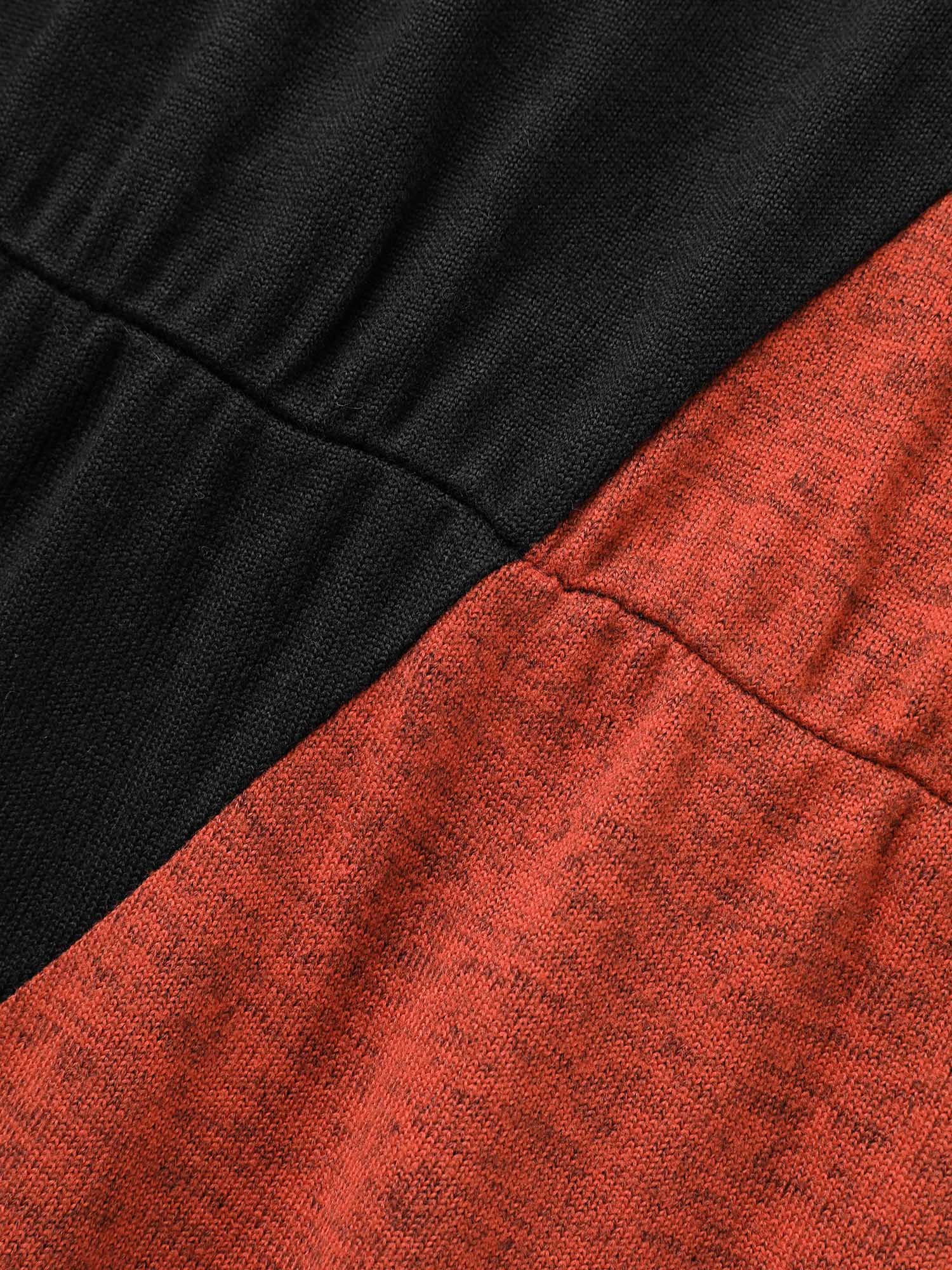 Contrast Patchwork Lantern Sleeve Dress