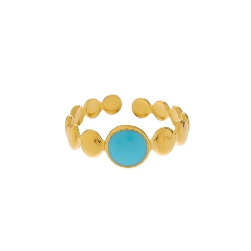Vintage Style Color Block Stainless Steel 18K Gold Plated Plating Open Rings