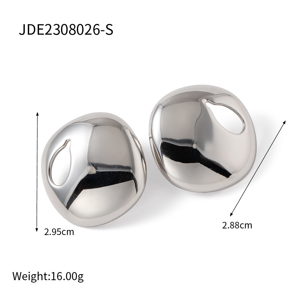 IG Style Circle Geometric Stainless Steel 18K Gold Plated Earrings