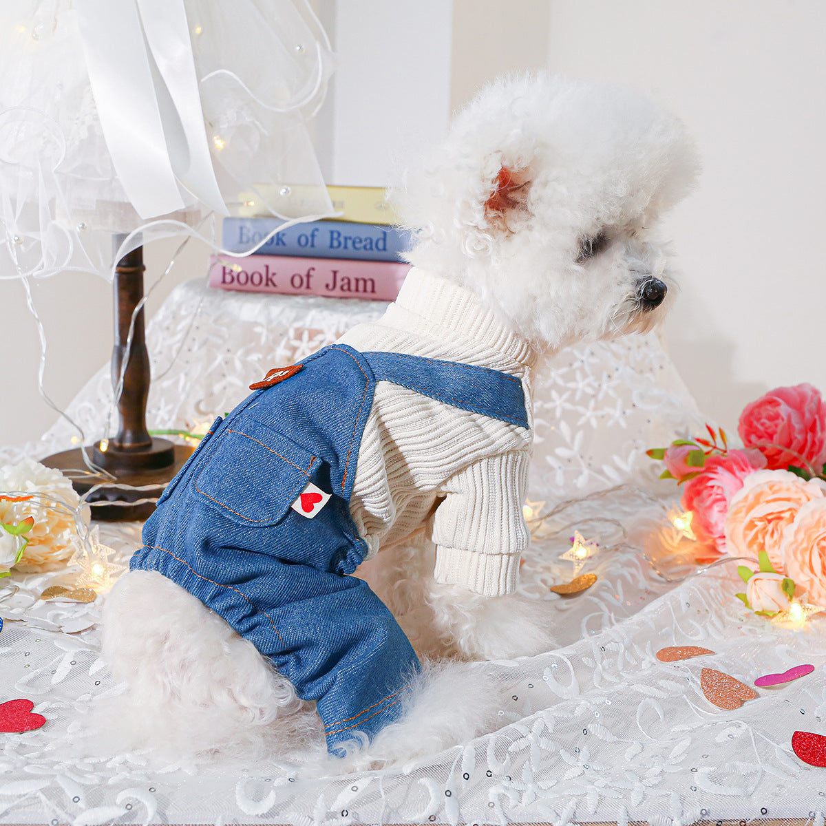 Heart Tag Denim Dog Jumpsuits/Dress