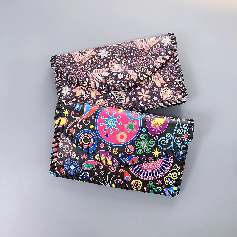 Women's Small Pu Leather Geometric Ethnic Style Square Magnetic Buckle Phone Wallets