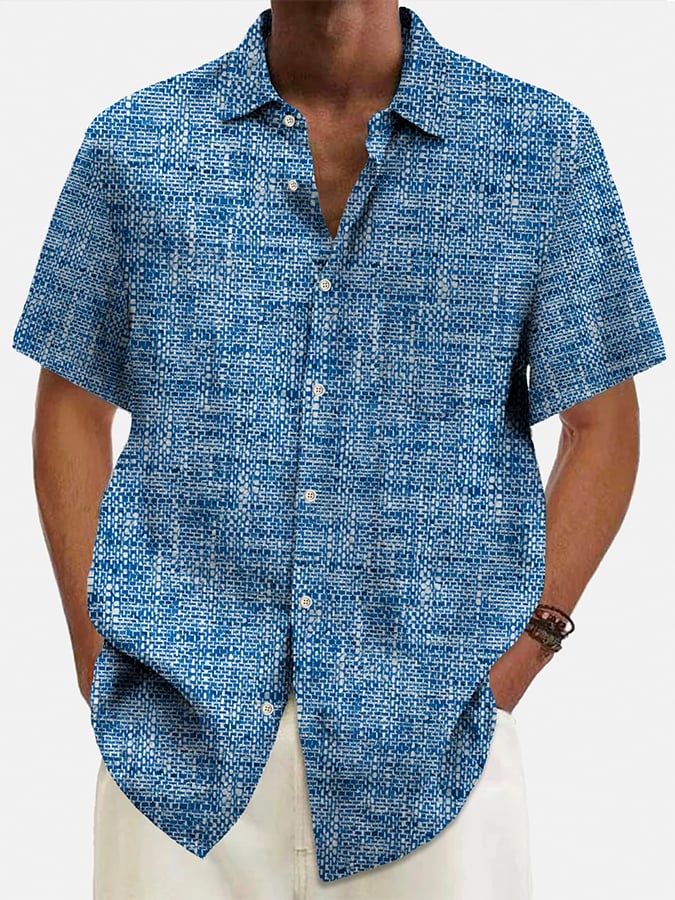 Men's Abstract Textured Print Pocket Shirt