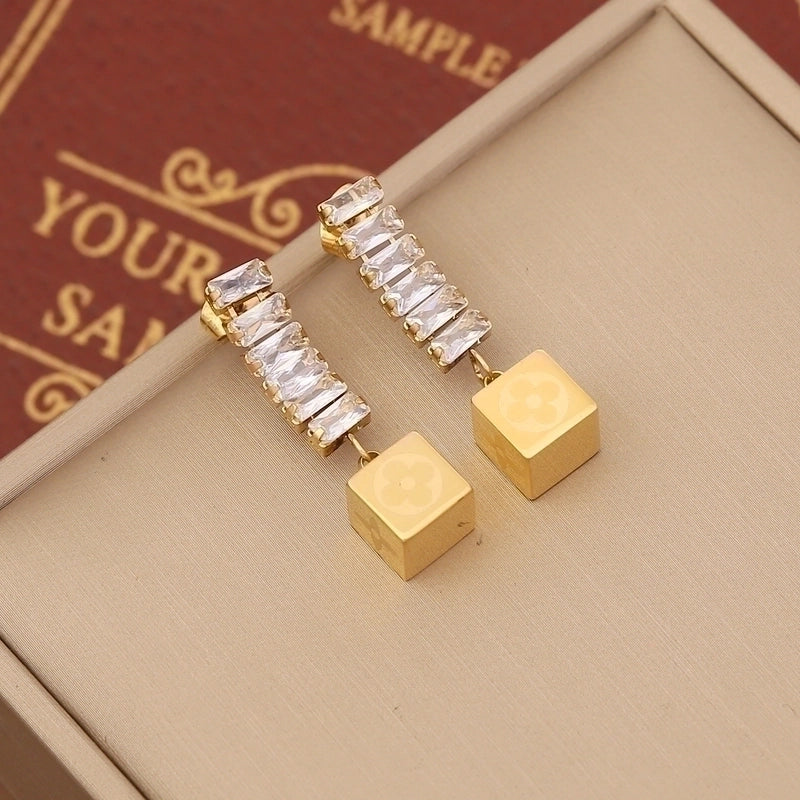 Fashion Color Block Stainless Steel Plating Inlay Zircon Bracelets Earrings Necklace
