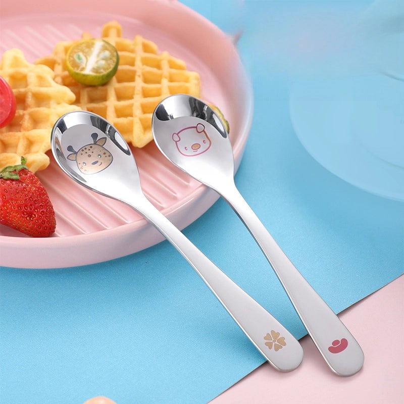 304 Stainless Steel Cartoon Spoon Food Supplement Spoon Baby Cute Spoon Baby Learning To Eat And Feed Spoon Children Spoon
