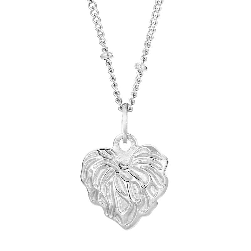 Minimalist Heart Shape Titanium Steel Resin 18K Gold Plated Inlay Pendant Necklace