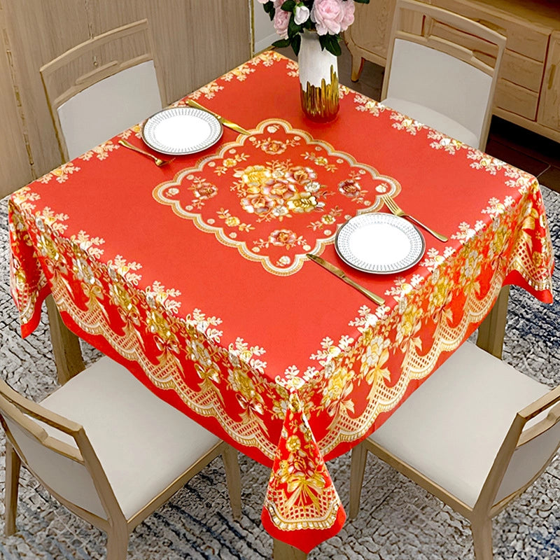 Elegant Classic Style Geometric Flower PVC Tablecloths Artificial Decorations
