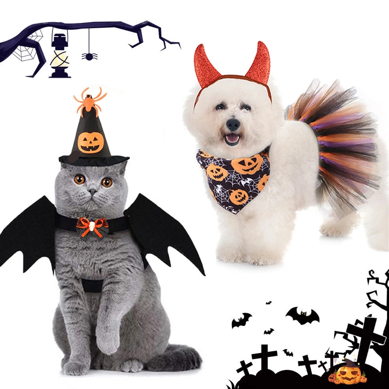 Halloween Pet Atmosphere Clothing Accessories Set Halloween Cat Dress Up Pet Suit Dress Up