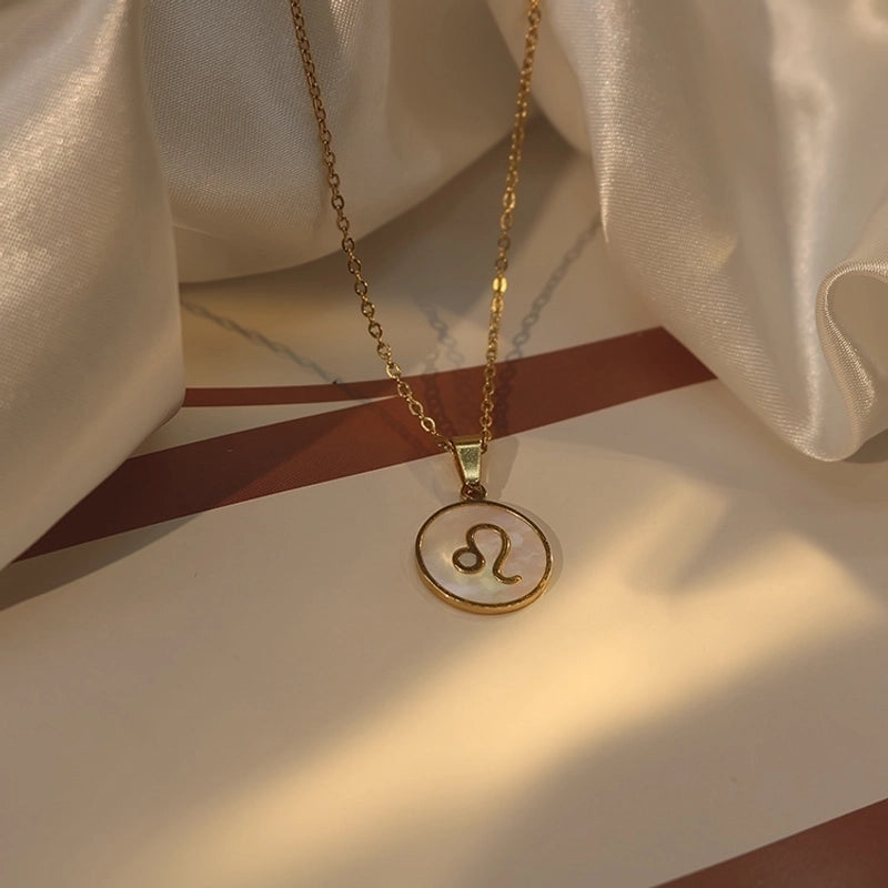 Stainless Steel 18K Gold Plated Basic Plating Constellation Shell Pendant Necklace