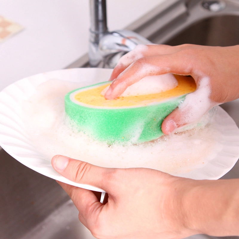 Kitchen Supplies Fruit Thickened Sponge Scouring Pad Multifunctional Decontamination Cleaning Dish Washing Sponge