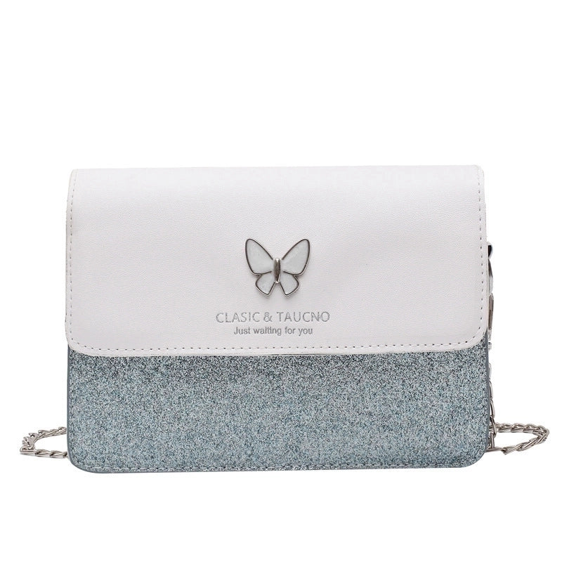 Women's Small Pu Leather Letter Butterfly Vintage Style Square Magnetic Buckle Crossbody Bag