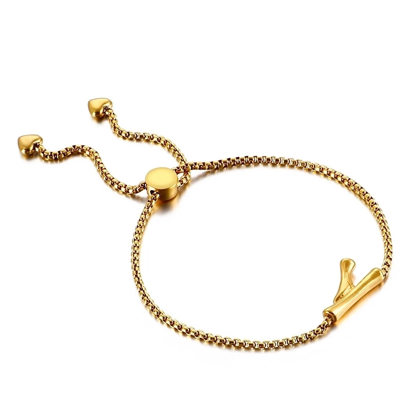 Casual Minimalist Letter Heart Shape Stainless Steel 18K Gold Plated Bracelets In Bulk