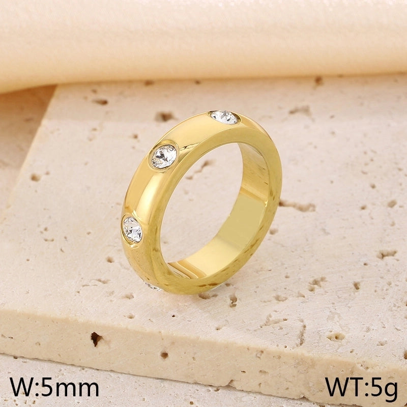 Vintage Style Minimalist Classic Style Geometric 304 Stainless Steel 18K Gold Plated Rings