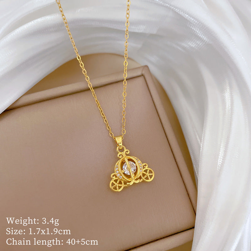 Minimalist Geometric Titanium Steel Diamond Inlay Necklaces