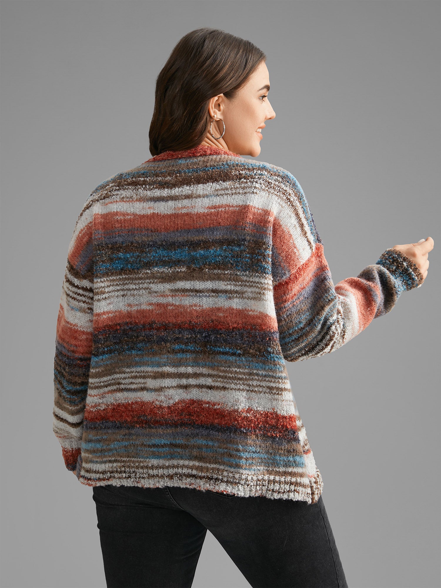 Ombre Open Front Curved Hem Cardigan