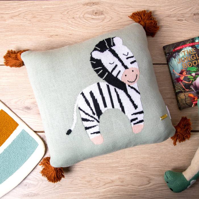 Knitted Cushion Cover - Zebra