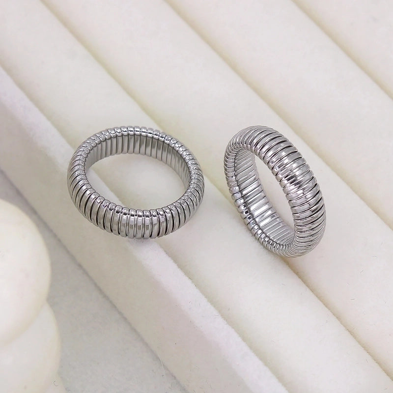 304 Stainless Steel 18K Gold Plated Vintage Style Geometric Rings