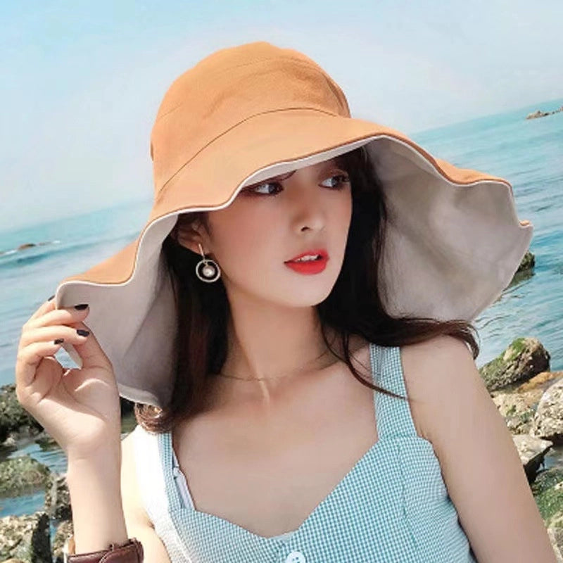 Unisex Minimalist Solid Color Wide Eaves Sun Hat