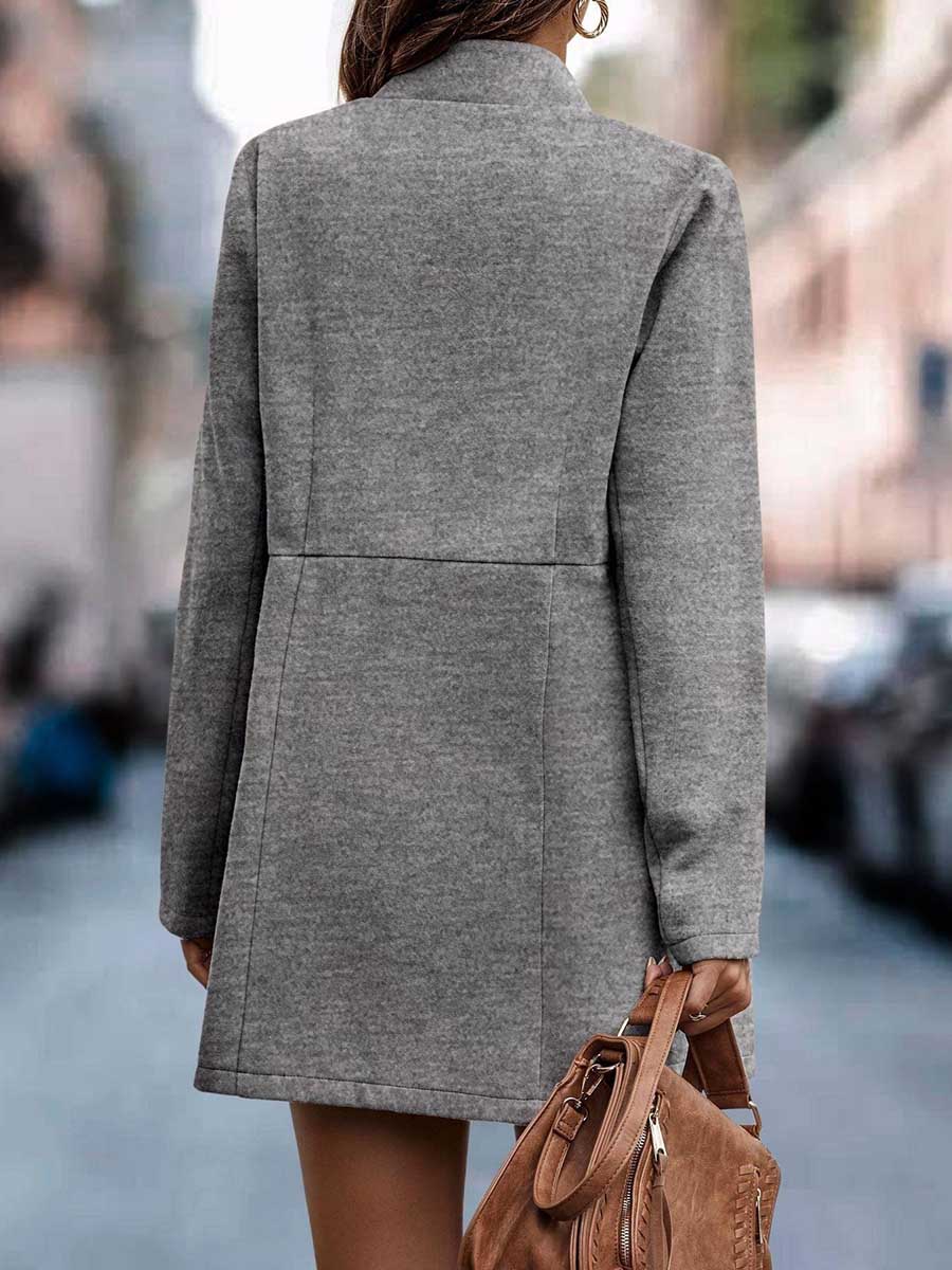 Cotton Half Open Neck Tweed Coat