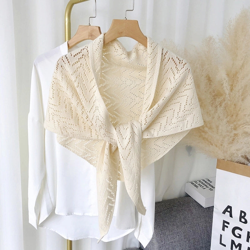 Women's Sweet Solid Color Knit Hollow Out Shawls