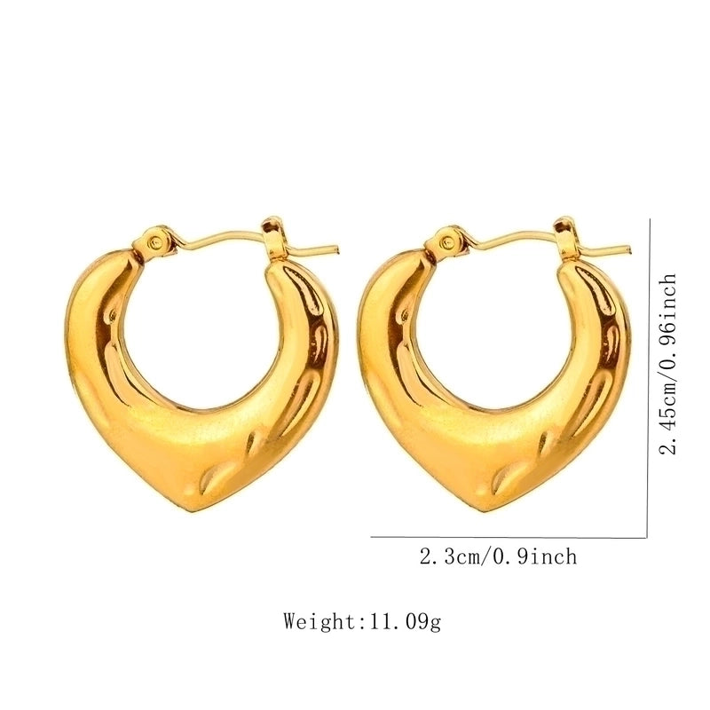 1 Pair Vintage Style U Shape Geometric Heart Shape Plating 304 Stainless Steel None 18K Gold Plated Hoop Earrings