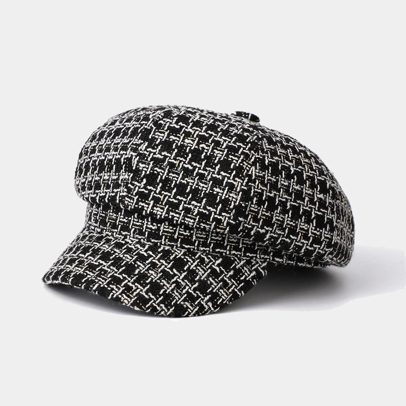 Women's Retro Printing Short Brim Beret Hat