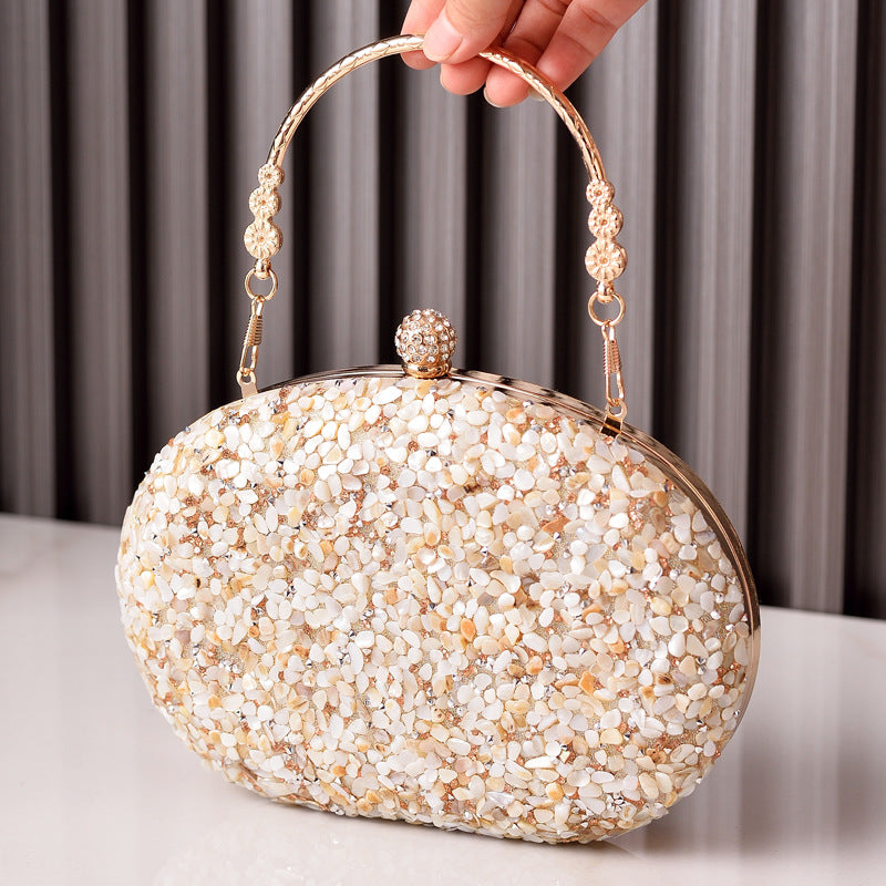 Round Diamond Resin Evening Clutch with Handle