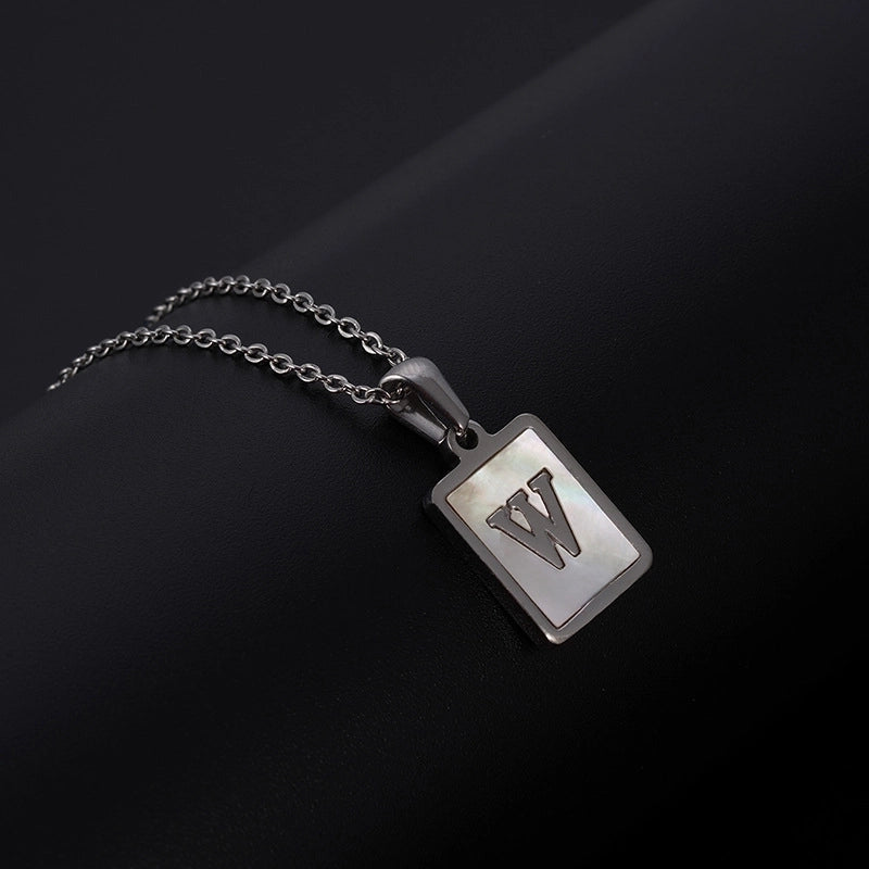 Minimalist Letter Rectangle 304 Stainless Steel Titanium Steel Shell 18K Gold Plated Plating Pendant Necklace