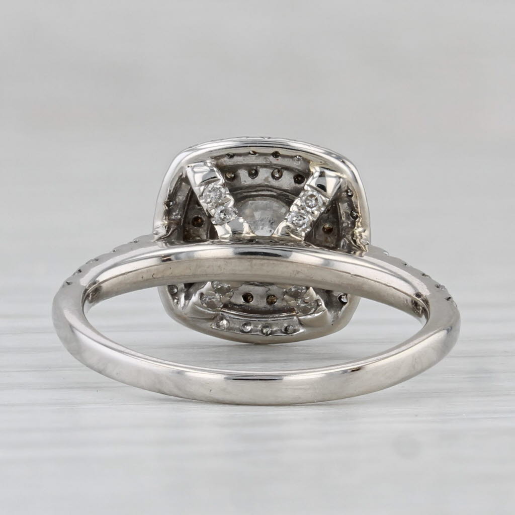 1.06ctw Round Diamond Halo Engagement Ring 14k White Gold Size 5.75