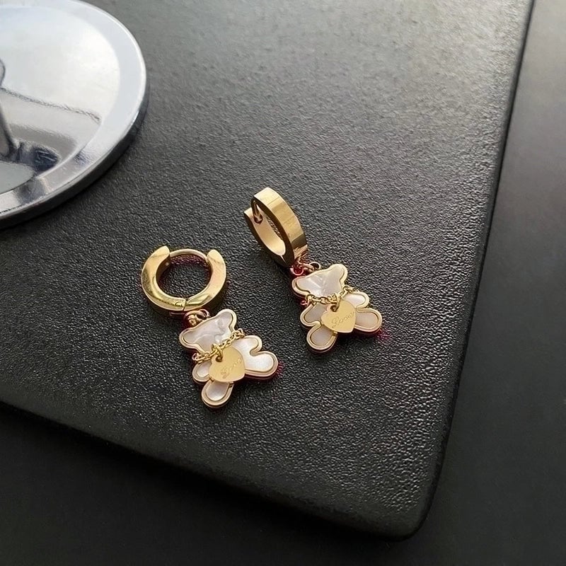 1 Pair Fashion Bear Plating Titanium Steel Drop Earrings