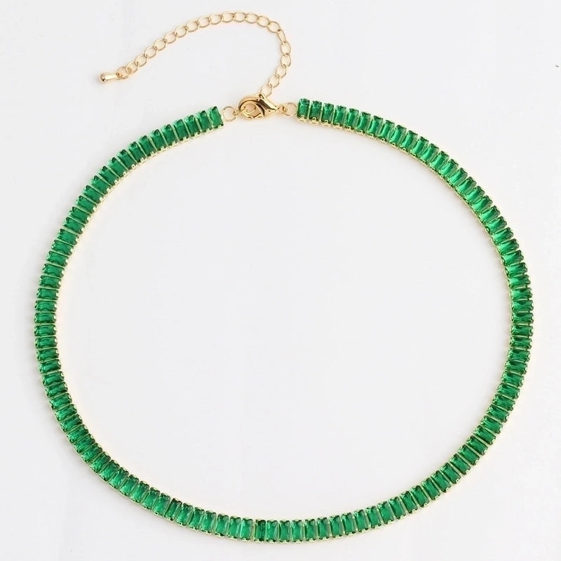 Fashion Geometric Copper Choker Inlay Zircon Copper Necklaces