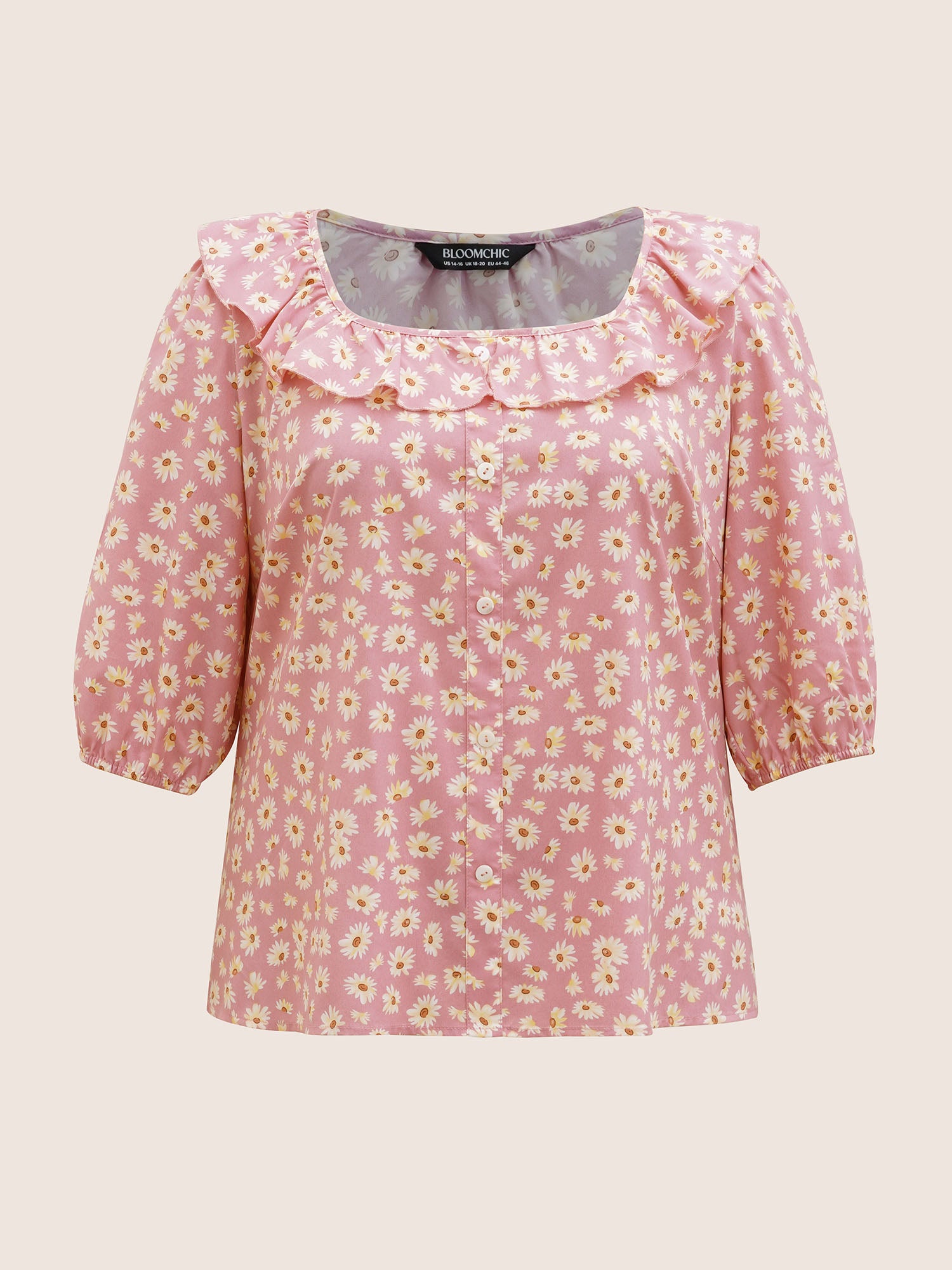 Daisy Patterned Ruffled Collar Blouse