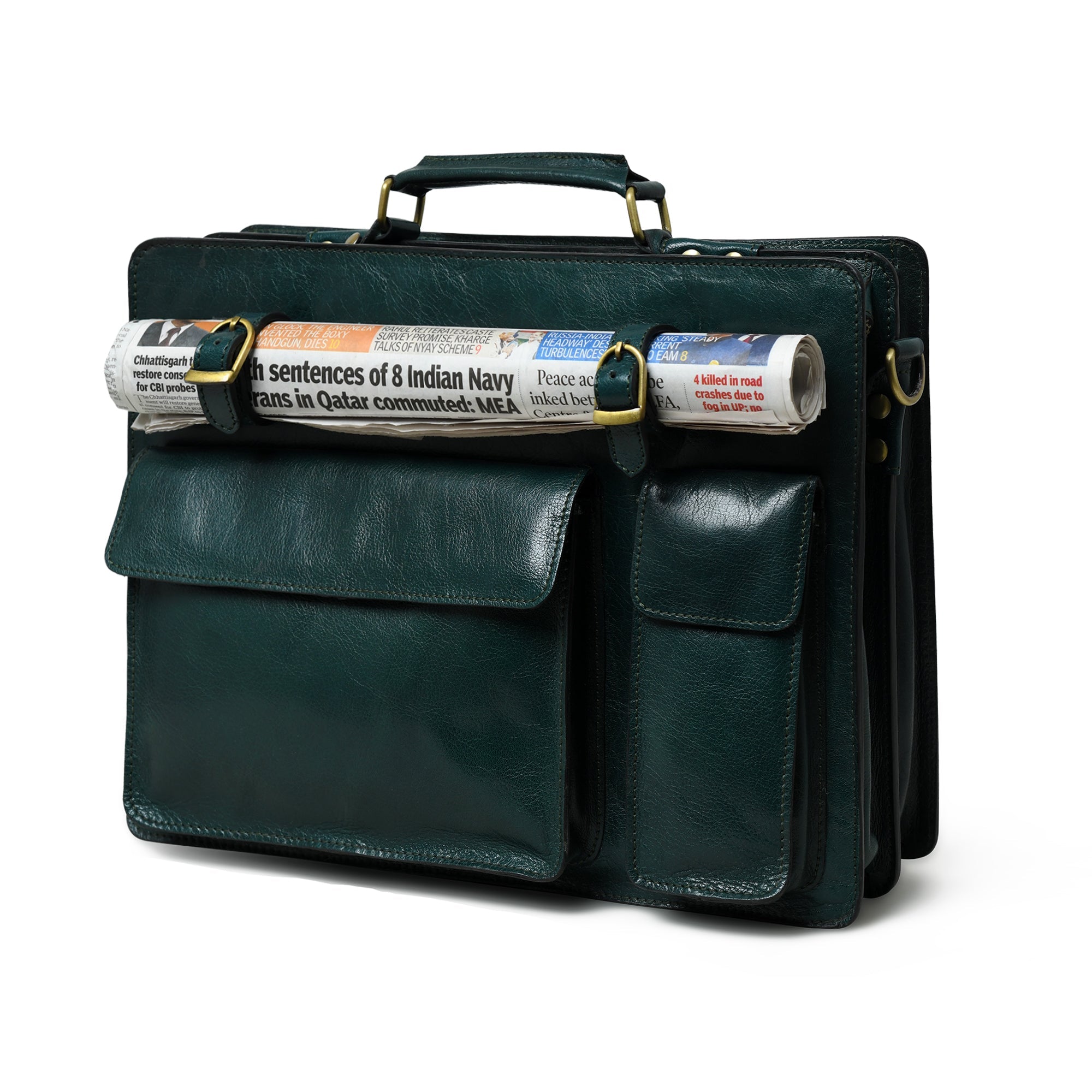 Tuscany Italian Leather Briefcase. Green