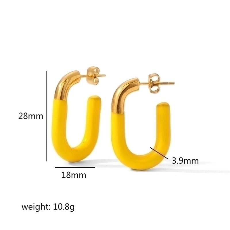 1 Pair Minimalist U Shape Polishing Plating 304 Stainless Steel 18K Gold Plated Hoop Earrings