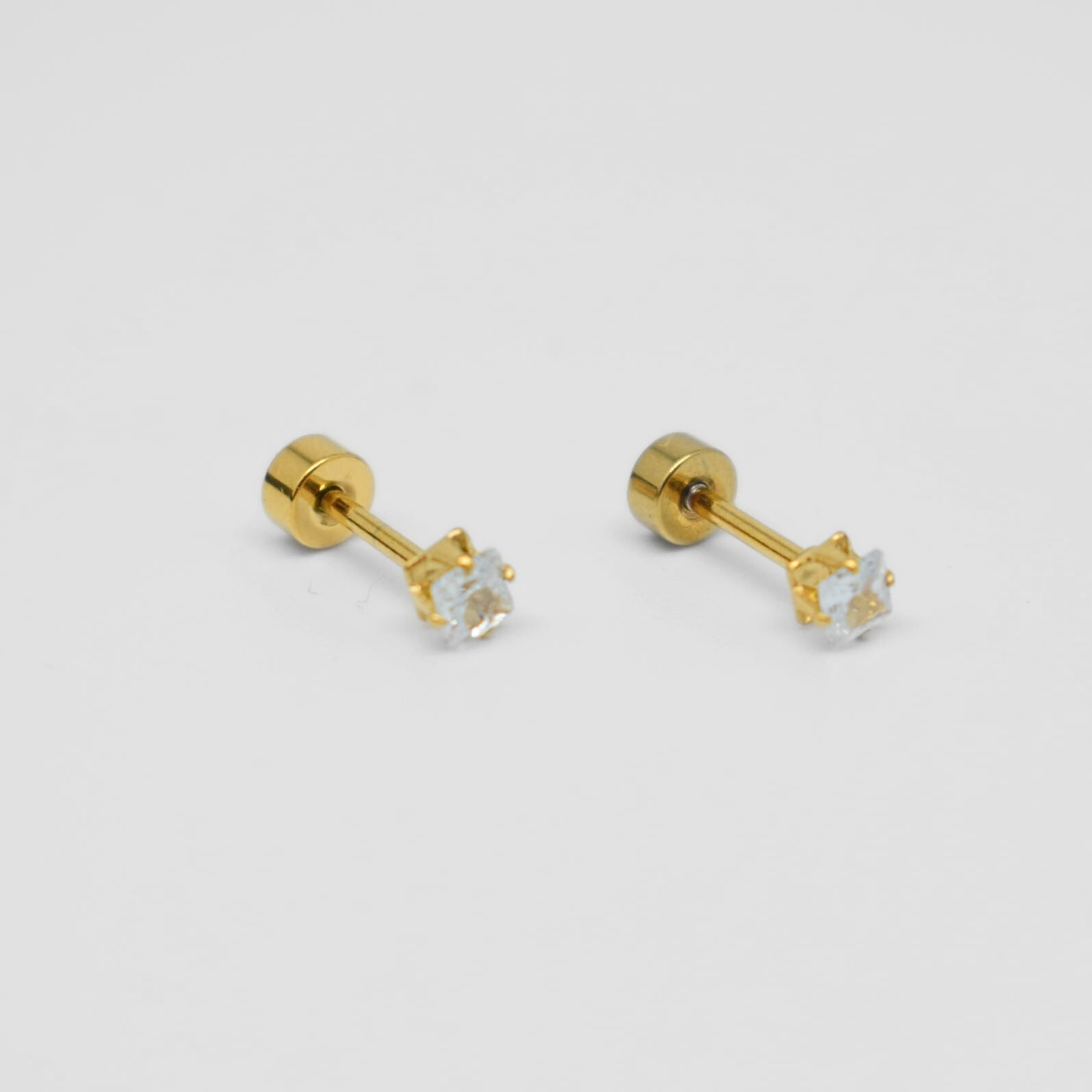 3mm Square diamond studs - Gold
