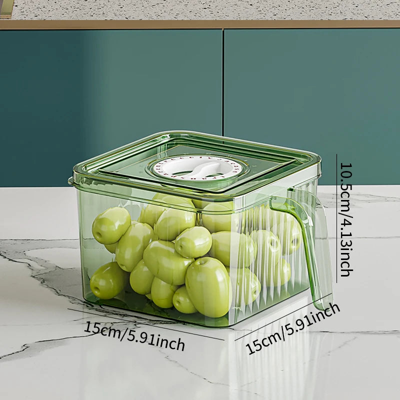 COMPACT ACRYLIC FRIDGE ORGANIZER WITH HANDLE – DURABLE & REUSABLE FOR FRUITS & VEGGIES