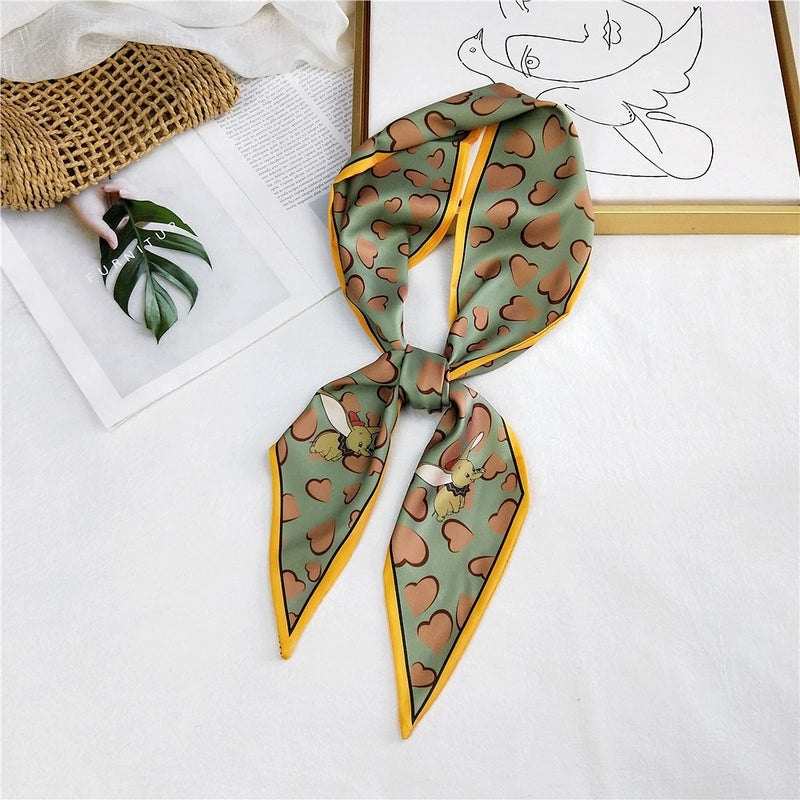 Women's Sweet Polka Dots Heart Shape Butterfly Polyester Satin Printing Silk Scarves