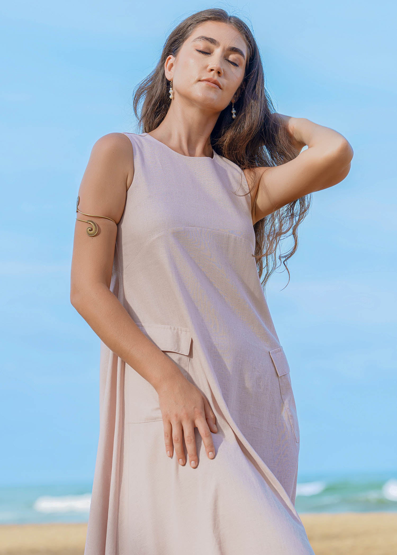 Sleeveless Dress With Flap Detail