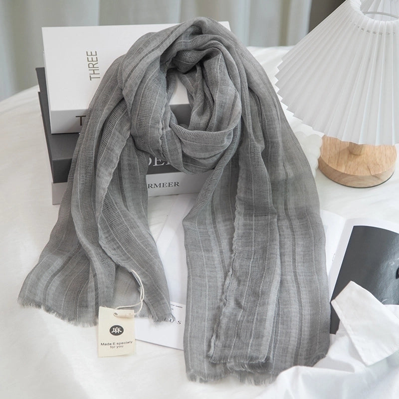 Women's Minimalist Solid Color Cotton And Linen Scarf