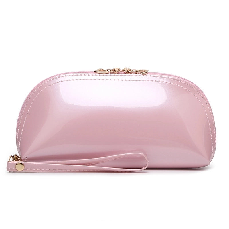 Trendy Sweet Lady Shell Shape Portable Cosmetic Bag Sequined Candy Color Glasses Case Coin Purse