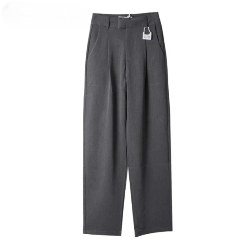 Women's Casual Loose Straight High Waist Long Pants With Pockets
