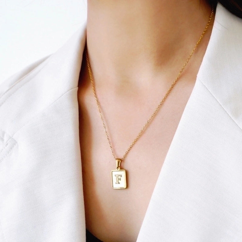 Fashion Letter 304 Stainless Steel Artificial Pearls 18K Gold Plated Letters Plating Metal Necklace