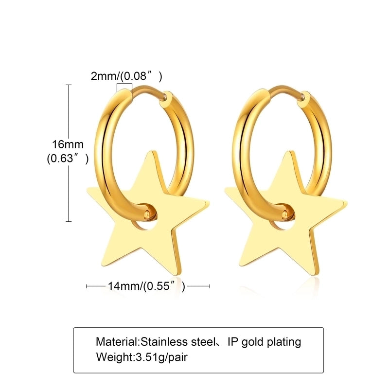 1 Pair Minimalist Star Plating Inlay 201 Stainless Steel Zircon 18K Gold Plated Drop Earrings