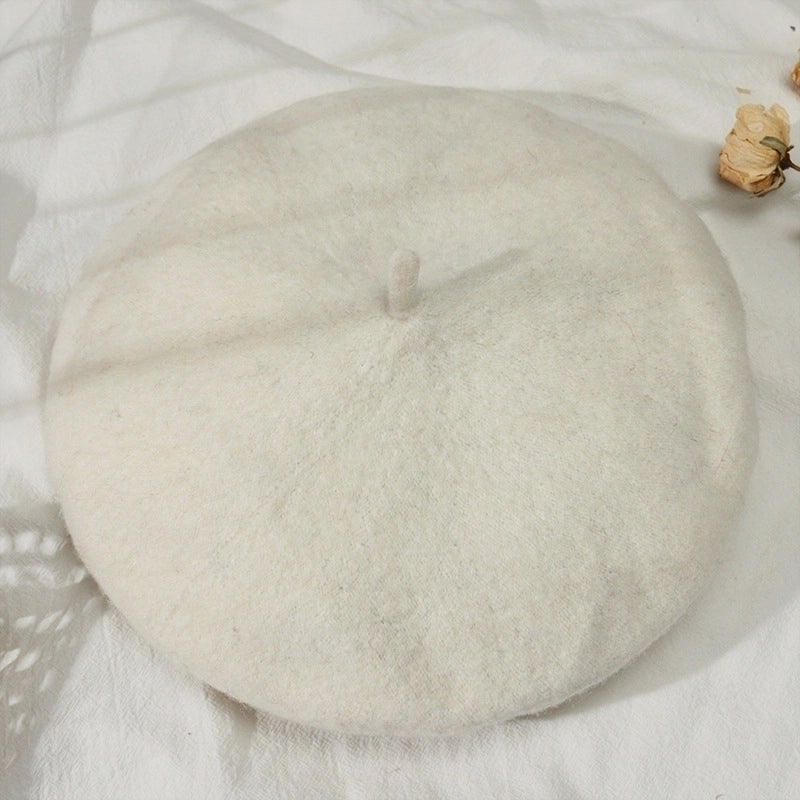 Women's Korean Style Solid Color Plush Eaveless Beret Hat