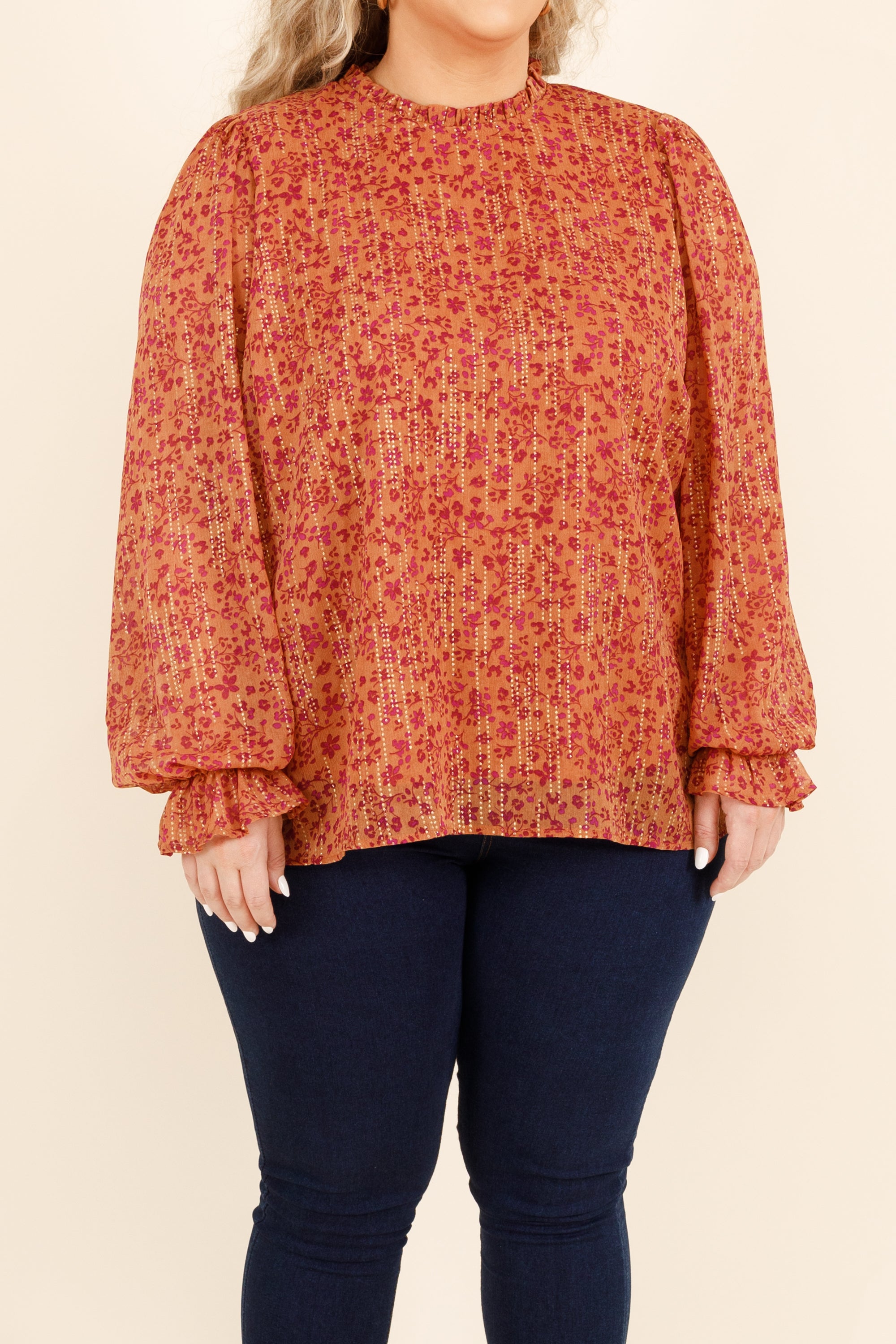 Fluttery Blouse. Rust Magenta