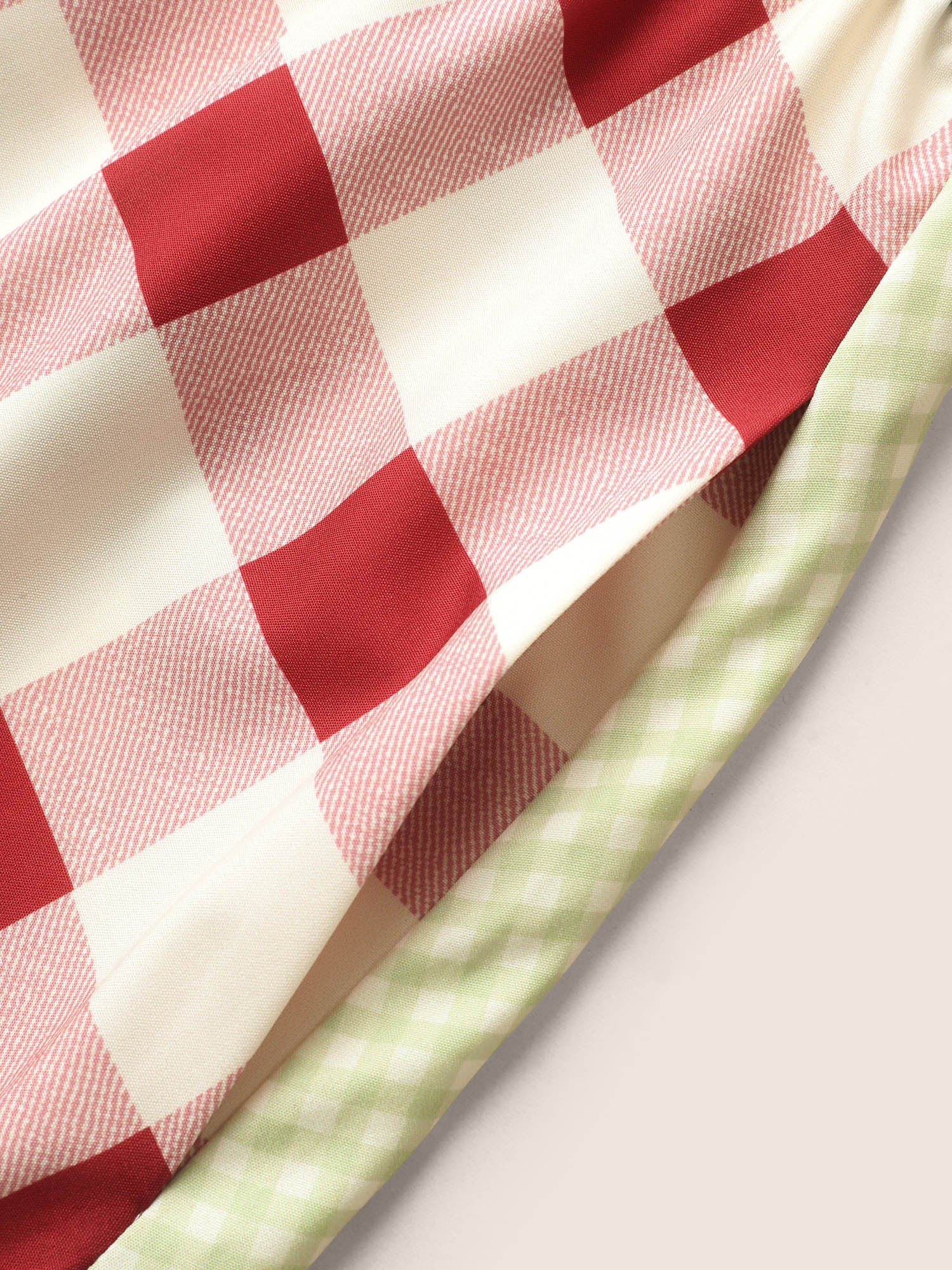 Overlap Collar Plaid Patchwork Midi Dress