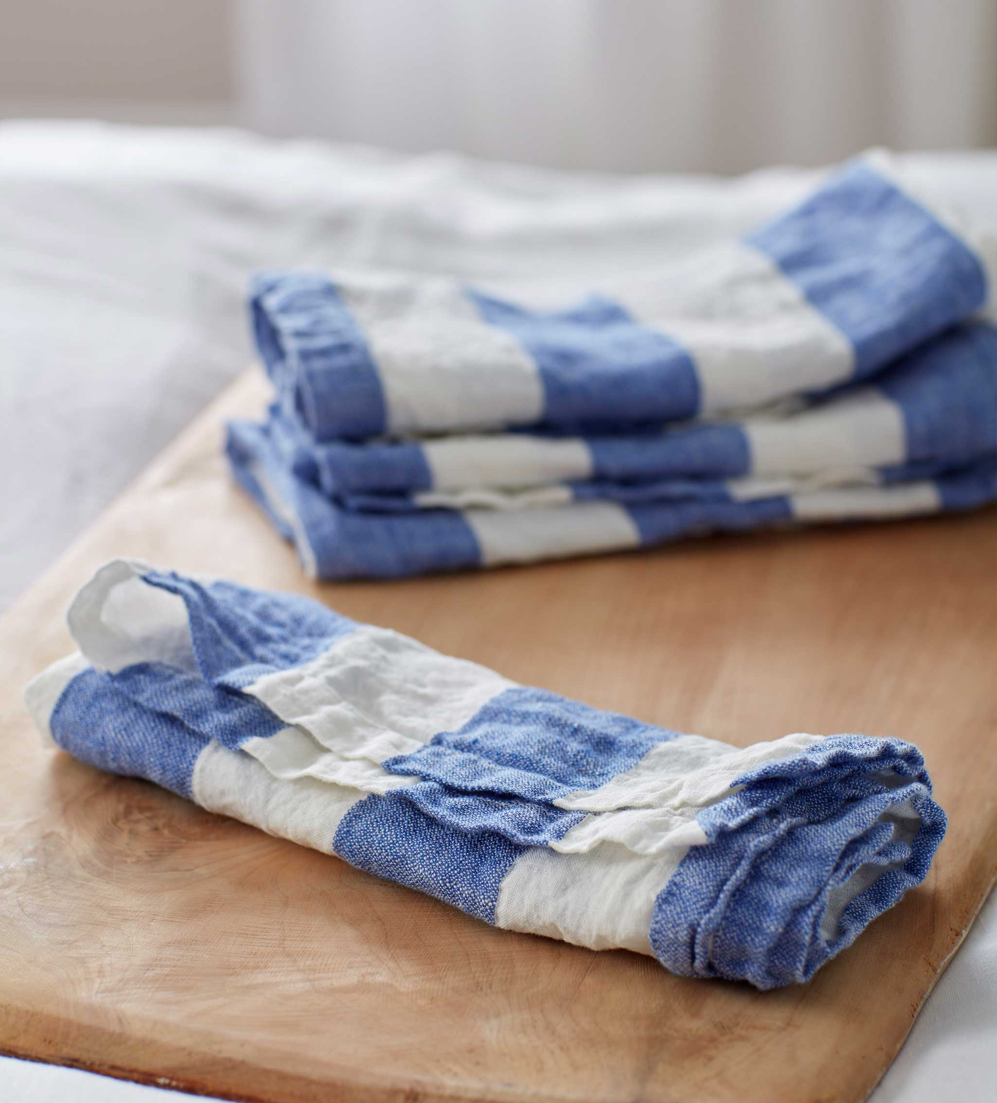 Wide Stripe 100% Linen Napkins - Set of 4