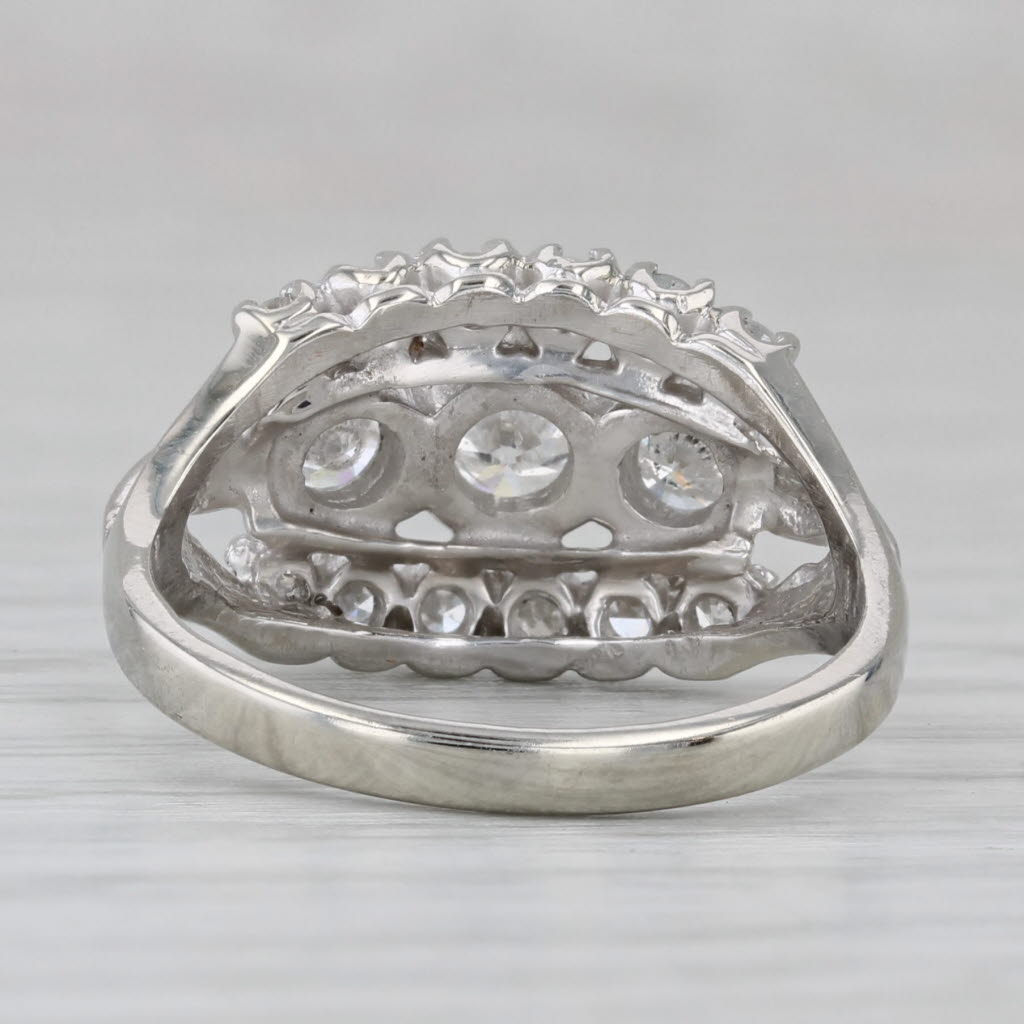 Vintage 0.94ctw Diamond 3-Stone Ring 14k White Gold Size 7.25