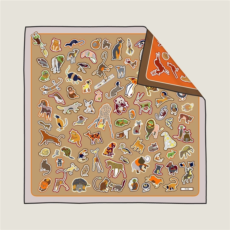 Women's Elegant Business Basic Animal Twill Silk Scarf